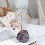 Rose Quartz Money Tree Reiki Healing Crystal Tree with Amethyst Base