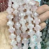 Rose Quartz Matte Pink Crystal Heart Faceted Round Loose Stone Spacer Beads
