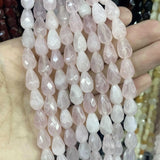 Rose Quartz Matte Pink Crystal Heart Faceted Round Loose Stone Spacer Beads