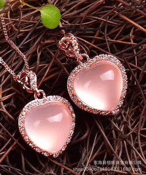 Rose Quartz Heart Pendant, Love Crystal Stone, 20x20mm