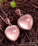 Rose Quartz Heart Pendant, Love Crystal Stone, 20x20mm