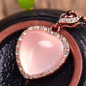 Rose Quartz Heart Pendant, Love Crystal Stone, 20x20mm