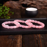 Rose Quartz Pink Barrel Beads Bracelet Stretch 10x9mm