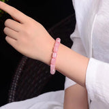 Rose Quartz Pink Barrel Beads Bracelet Stretch 10x9mm