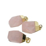 Rose Quartz Pink Crystal Stone Pendant Big Love Heart Plating Gem