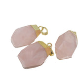 Rose Quartz Pink Crystal Stone Pendant Big Love Heart Plating Gem