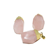 Rose Quartz Pink Crystal Stone Pendant Big Love Heart Plating Gem