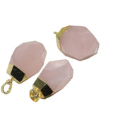 Rose Quartz Pink Crystal Stone Pendant Big Love Heart Plating Gem
