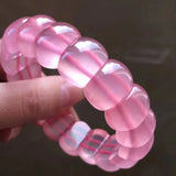 Rose Quartz Pink Star Light Beads Bracelet Mozambique Stretch Woman