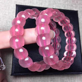 Rose Quartz Pink Star Light Beads Bracelet Mozambique Stretch Woman