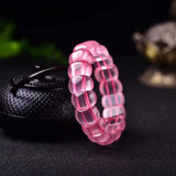Rose Quartz Pink Star Light Stretch Bracelet 13x10mm Clear Rectangle Beads