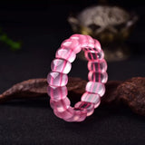 Rose Quartz Pink Star Light Stretch Bracelet 13x10mm Clear Rectangle Beads