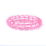 Rose Quartz Pink Star Light Stretch Bracelet 13x10mm Clear Rectangle Beads