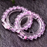 Rose Quartz Pink Star Light Beads Bracelet 10mm Pendant Stretch