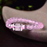 Rose Quartz Pink Star Light Beads Bracelet 10mm Pendant Stretch