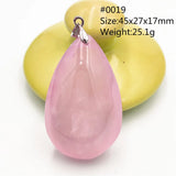 Rose Quartz Pink Water Drop Pendant Necklace