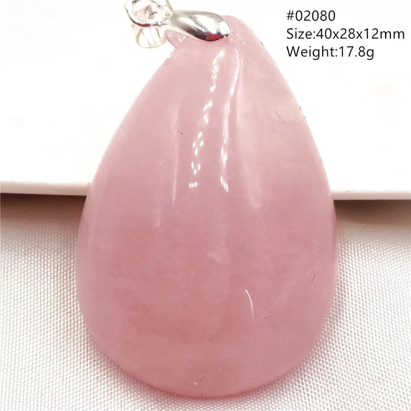 Rose Quartz Pink Water Drop Pendant Necklace