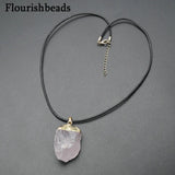 Rose Quartz Rough Stone Freeform Nugget Pendant Necklace