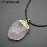 Rose Quartz Rough Stone Freeform Nugget Pendant Necklace