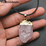 Rose Quartz Rough Stone Freeform Nugget Pendant Necklace