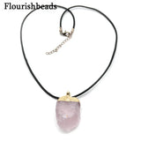 Rose Quartz Rough Stone Freeform Nugget Pendant Necklace