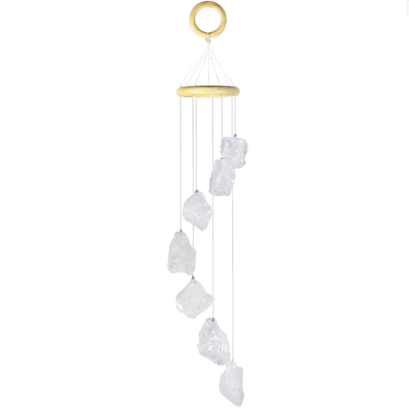 Rose Quartz Rough Stone Reiki Wind Chimes Home Decor