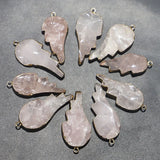 Rose Quartz Stone Leaf Necklace Pendant Reiki Charms