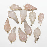 Rose Quartz Stone Leaf Necklace Pendant Reiki Charms