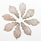 Rose Quartz Stone Leaf Necklace Pendant Reiki Charms