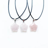 Rose Quartz Stone Pendant Star Necklaces Pink Crystal Five Point Stars Jewelry