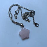 Rose Quartz Stone Pendant Star Necklaces Pink Crystal Five Point Stars Jewelry
