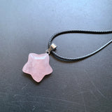 Rose Quartz Stone Pendant Star Necklaces Pink Crystal Five Point Stars Jewelry