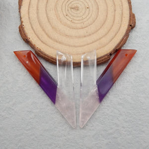 Natural Rose White Amethyst Red Agate Intarsia Earring Bead