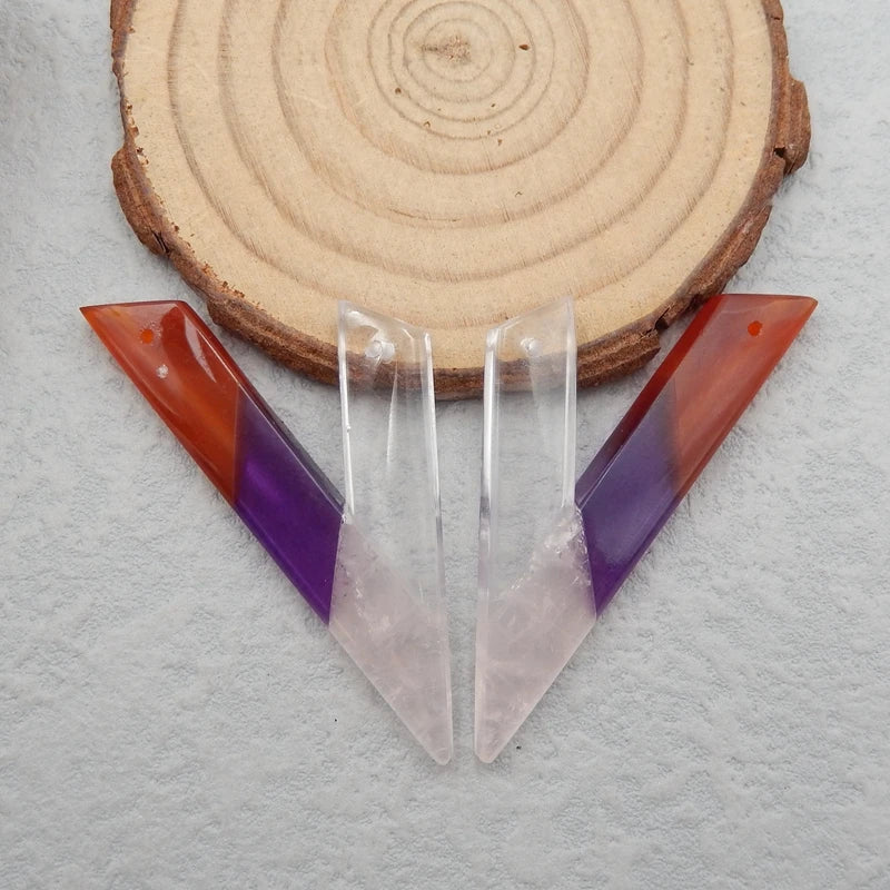 Natural Rose White Amethyst Red Agate Intarsia Earring Bead