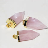 Rose Quartz Necklace for Women Pink Crystal Jewelry Large Stone Pendant