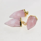 Rose Quartz Necklace for Women Pink Crystal Jewelry Large Stone Pendant