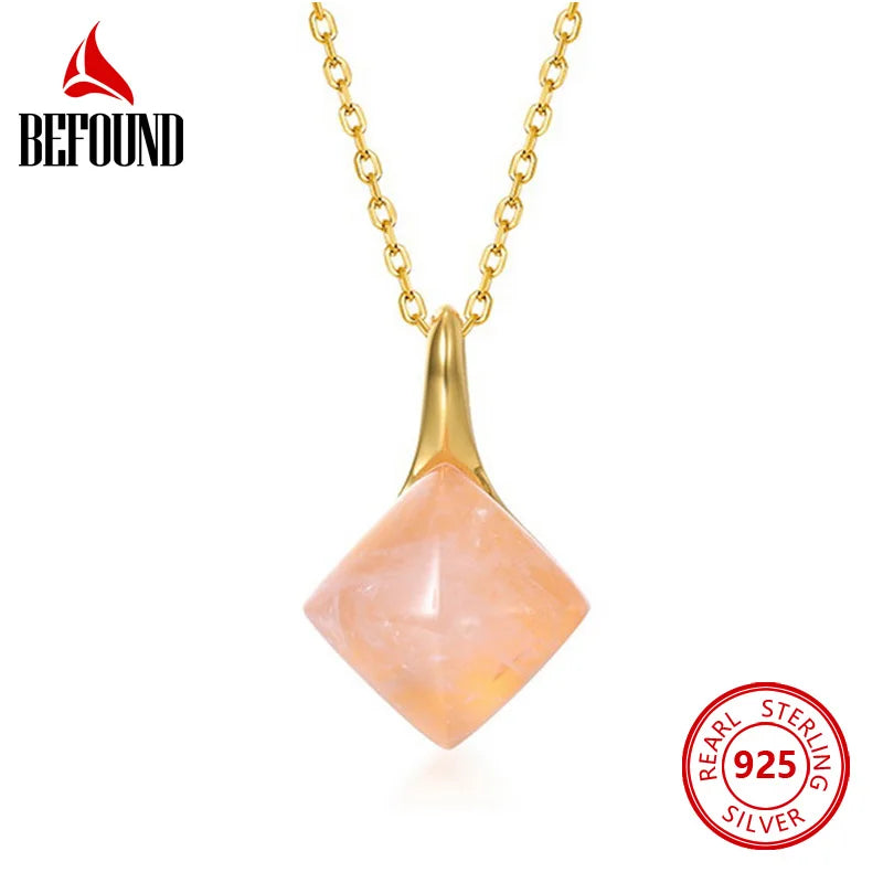 Rose Quartz Flower Necklace 925 Silver Gemstone Pendant
