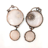 Rose Quartzs Amethyst Soldered Pendant Copper Crescent