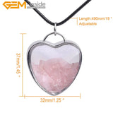 Rose Quartz Garnet Amethysts Heart Locket Leather Necklace