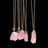 Rose Quartzs Pendant Necklace Sweater Chain for Women
