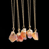 Rose Quartzs Pendant Necklace Sweater Chain for Women