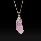 Rose Quartzs Pendant Necklace Sweater Chain for Women