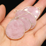 Rose Quartzs Pendant Charm Pink Stone Pendant for Women DIY Necklace Earrings