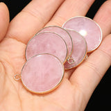Rose Quartzs Pendant Charm Pink Stone Pendant for Women DIY Necklace Earrings