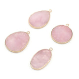 Rose Quartzs Pendant Charm Pink Stone Pendant for Women DIY Necklace Earrings