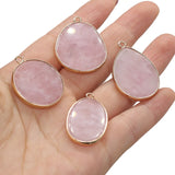 Rose Quartzs Pendant Charm Pink Stone Pendant for Women DIY Necklace Earrings