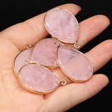 Rose Quartzs Pendant Charm Pink Stone Pendant for Women DIY Necklace Earrings