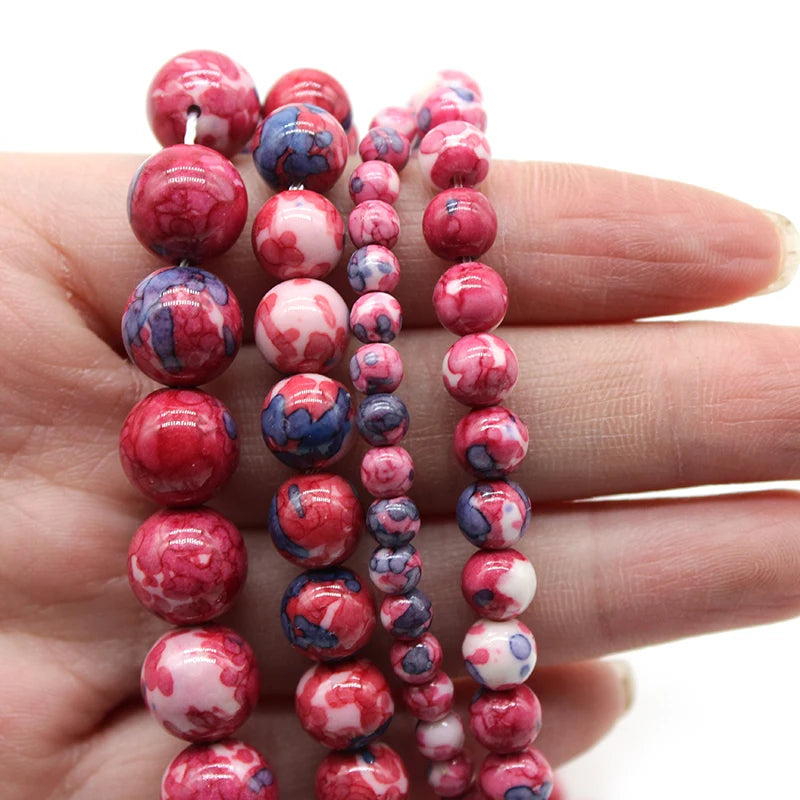 Rose Red Colorful Rain Jaspers Stone Beads 4-12mm 15''