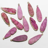 Rose Red Water Drop Druzy Stone Necklace Pendants 6Pcs