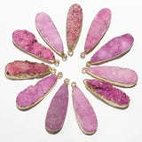 Rose Red Water Drop Druzy Stone Necklace Pendants 6Pcs